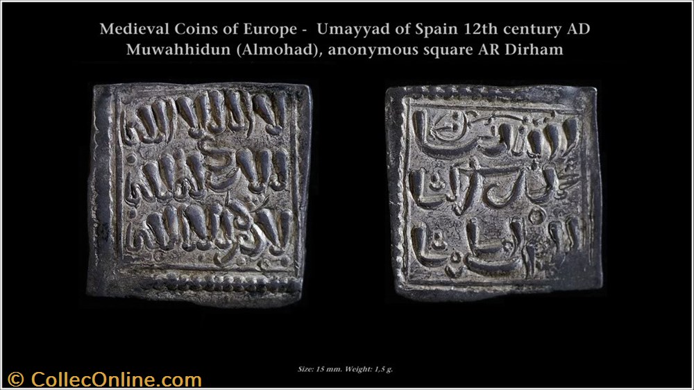 coin ancient b to islamic almohads of north africa anonymous ar dirham north africa spain 1100s ad