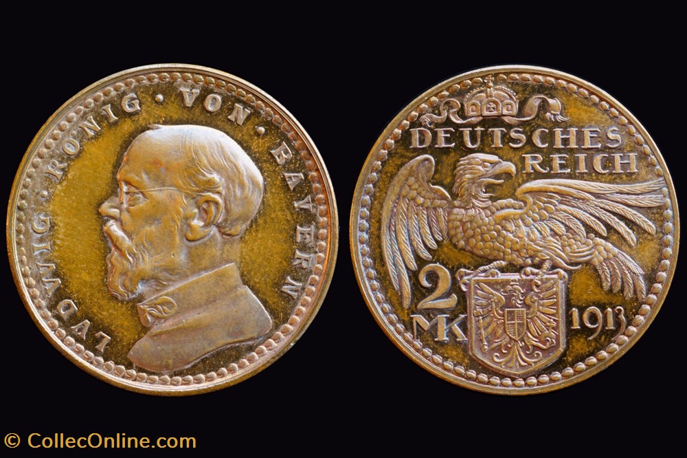 Germany - 1913 2 Mark, Probe coins tokens germany 1913 2 mark probe