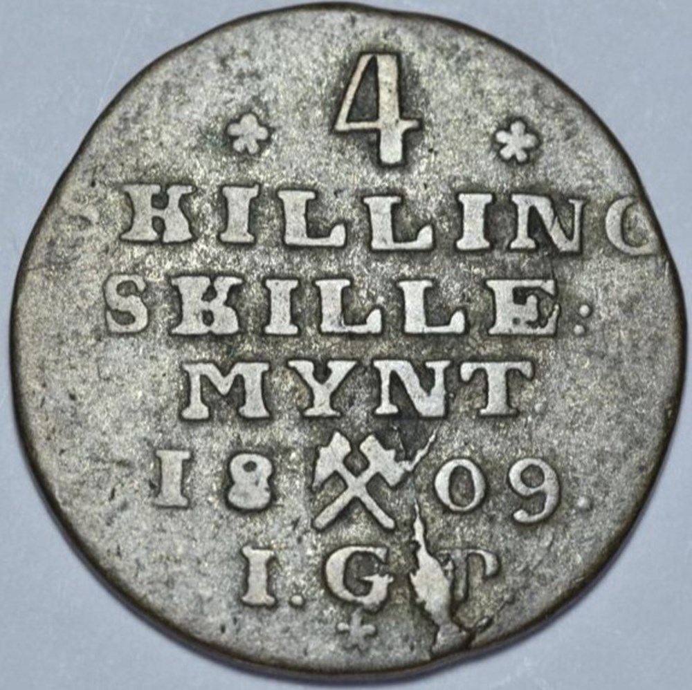 1809 Frederik VI 4 Skilling coins world norway 1809 frederik vi 4 skilling