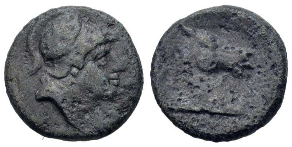 RRC 003/25 - Anonymous Æ Uncia, Corn-ear series. Sicily, 214-212 BC. coins ancient to romans imperial and republican rrc 003 25 anonymous uncia corn ear series sicily 214 212 bc
