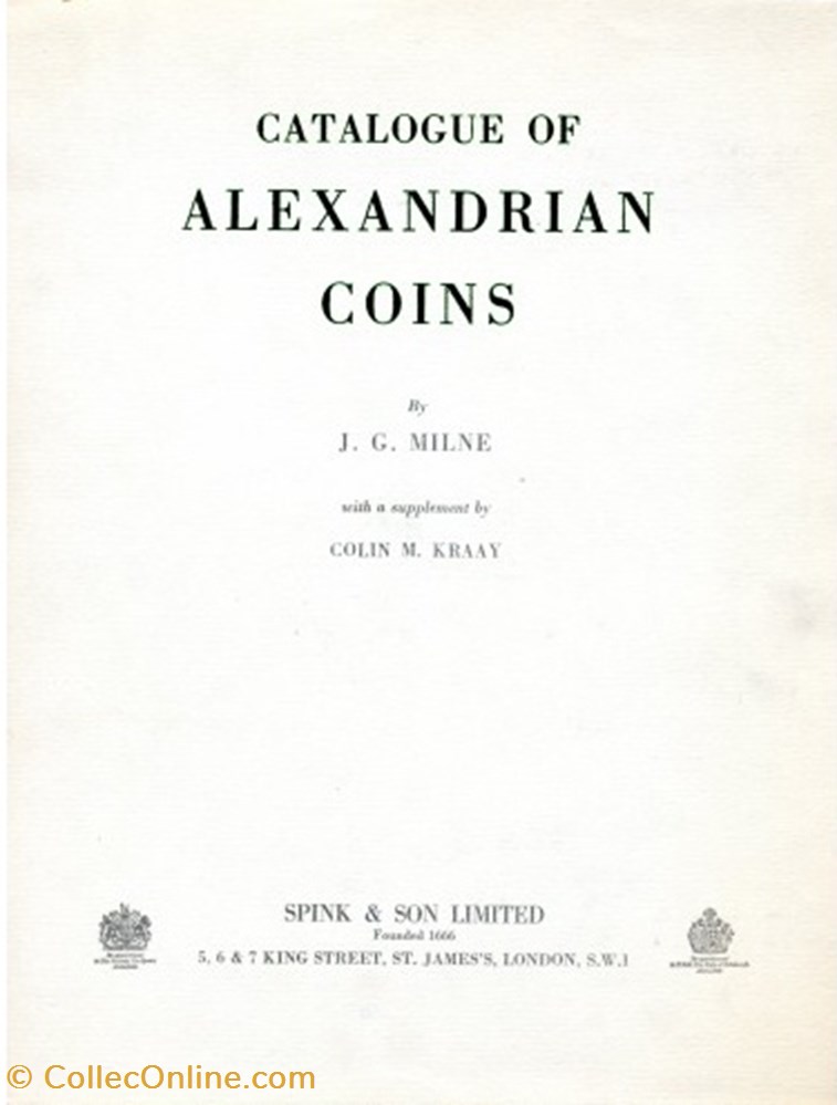 Milne, J.G. - Catalogue of Alexandrian Coins books identifications milne j g catalogue of alexandrian coins