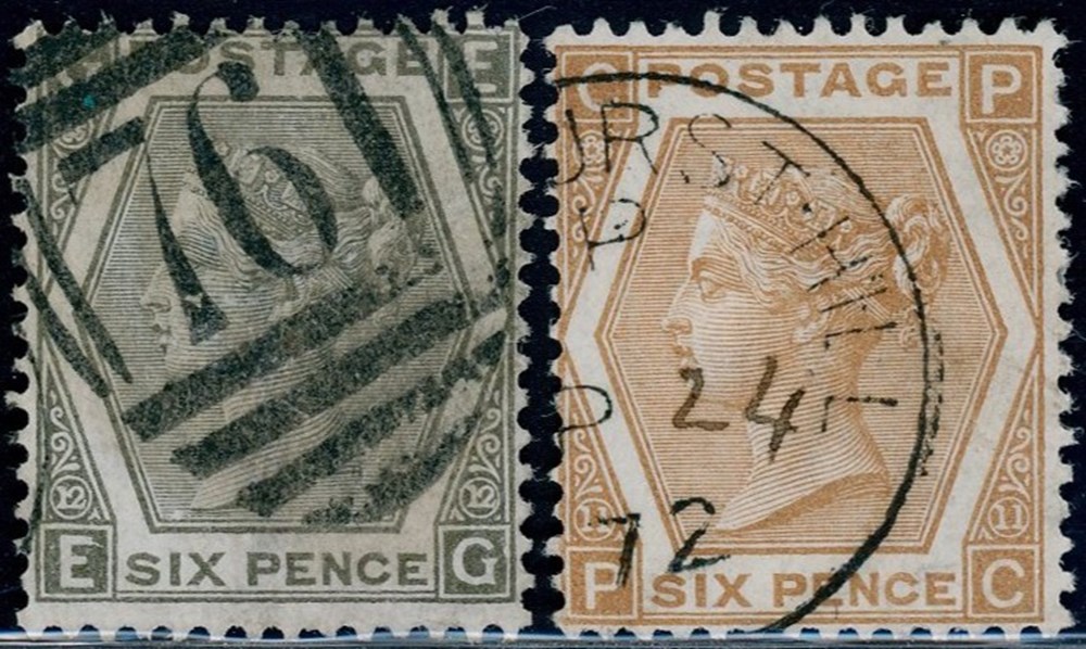 stamps europe united kingdom sg 123 125 6 d grey d buff plate 11 12
