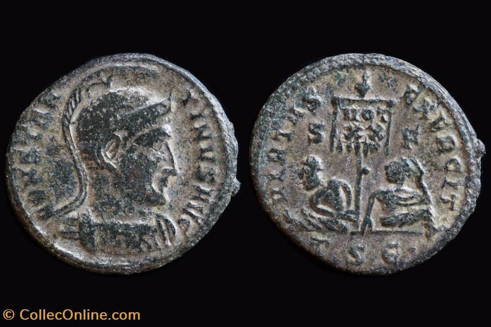 RCV 16327 Constantine I, BI Centenionalis, Thessalonica 320 AD coins ancient to romans imperial and republican rcv 16327 constantine i bi centenionalis thessalonica 320 ad
