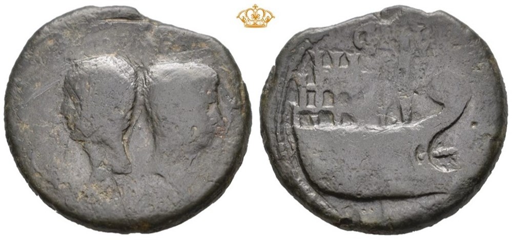 RPC I 517 Octavian, with Divus Julius Caesar. Æ dupondius, Vienne, Gaul, circa 36 BC. coins ancient to romans imperial and republican rpc i 517 octavian with divus julius caesar dupondius vienne gaul circa 36 bc