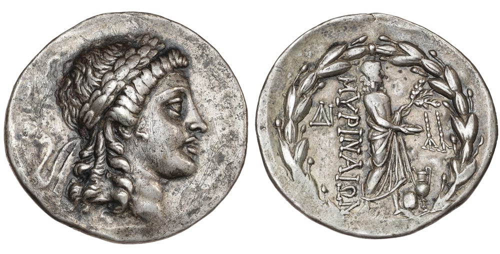 Aeolis, Myrina, Tetradrachm, ca. 160–143 BC coins ancient to greek aeolis myrina tetradrachm ca 160 143 bc