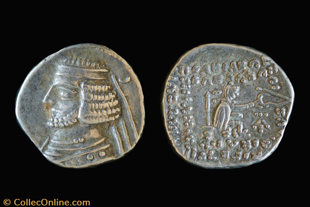 Parthia - Orodes II, 57-38 BC AR Drachm, Sellwood 46.8 coin ancient to elymai parthian and sassanid parthia orodes ii 57 38 bc ar drachm sellwood 46 8