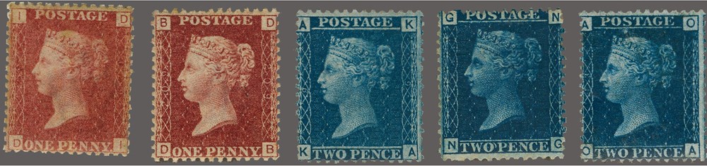 stamps europe united kingdom sg 43 47 1858 79 one penny red 2 pence blue