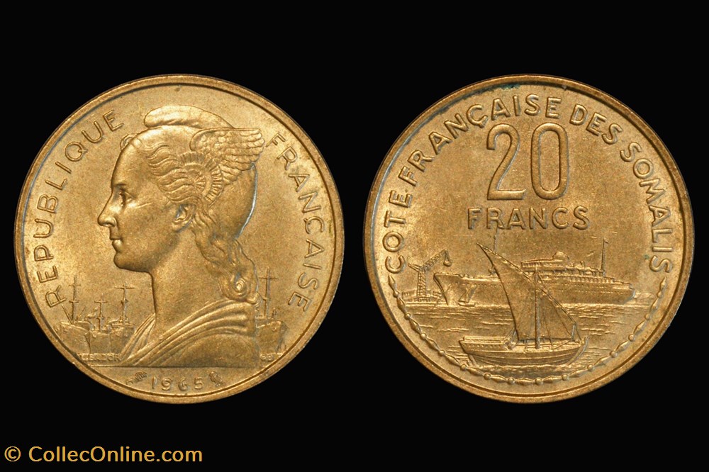 Somalia - 1965 20 Francs coin world somalium somalia 1965 20 francs