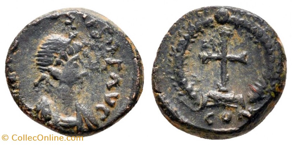 coin ancient b to roman republicain imperial rcv 21232 theodosius ii ad 402 450 constantinople ae half centenionalis