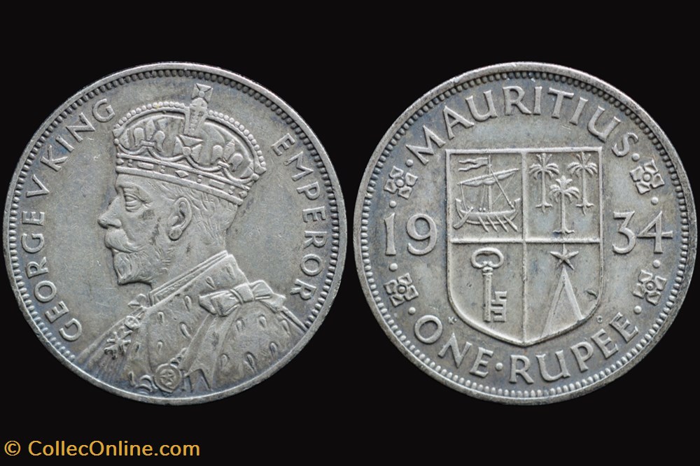 Mauritius - 1934 George V 1 Rupee coin world maurice mauritius 1934 george v 1 rupee