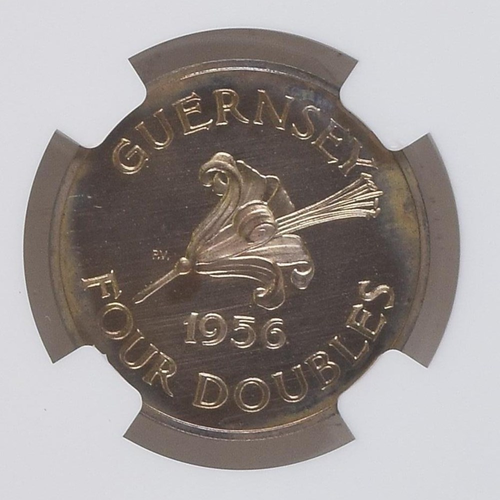 1956 Guernsey NGC PF 65 RB Cameo 4 Doubles coins 1956 guernsey ngc pf 65 rb cameo 4 doubles