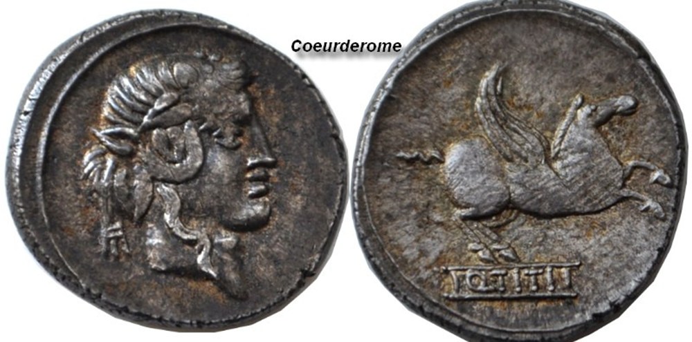 Denier de la République Romaine Titia monnaies antiques romaines imperiales et republicaines denier de la republique romaine titia