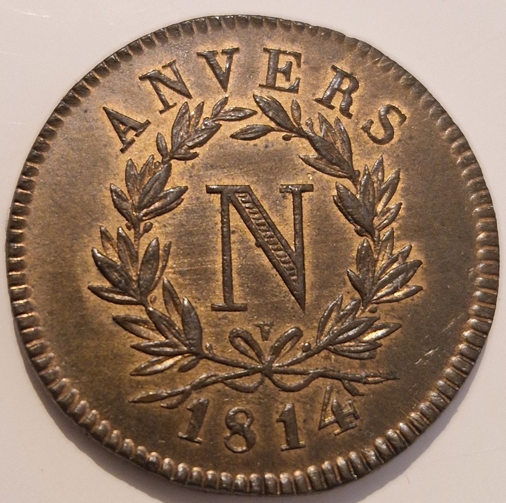 5 centimes Napoléon Siège d'anvers 1814 monnaies 5 centimes napoleon siege anvers 1814