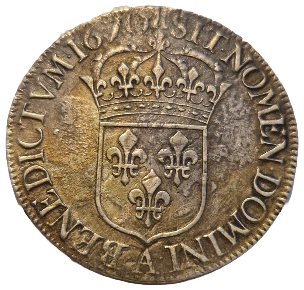 Écu au buste juvénile 1670 PARIS - Louis XIV 1er poinçon monnaies ecu au buste juvenile 1670 paris louis xiv 1er poincon