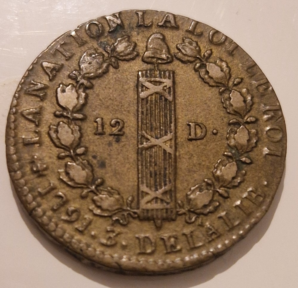 12 deniers ou sol constitutionnel au faisceau - Louis XVI type FRANÇOIS 1791 Paris monnaies 12 deniers ou sol constitutionnel au faisceau louis xvi type francois 1791 paris
