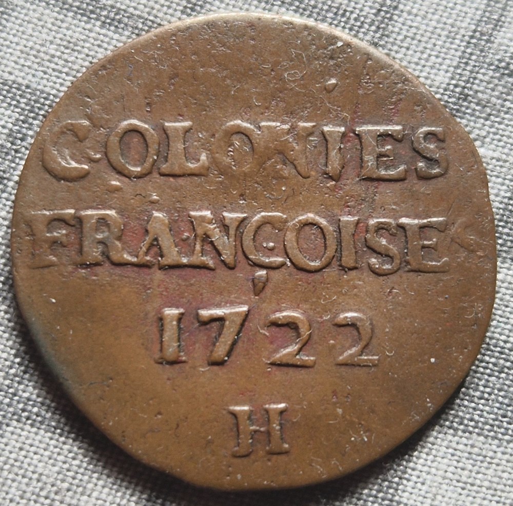 Louis XV : 9 deniers colonies américaines 1722 La Rochelle monnaies louis xv 9 deniers colonies americaines 1722 la rochelle