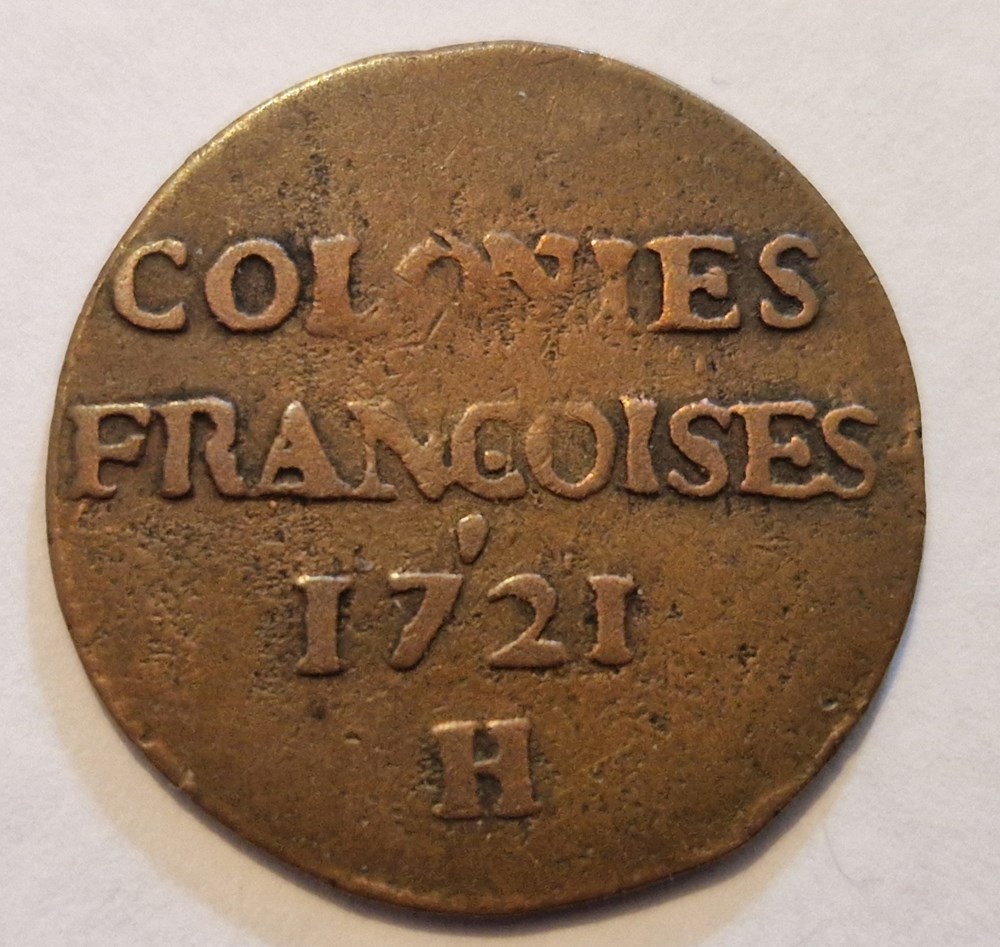 Louis XV : 9 deniers colonies américaines 1721 la Rochelle monnaies louis xv 9 deniers colonies americaines 1721 la rochelle
