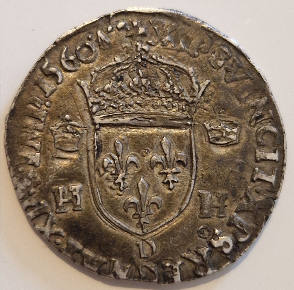 Teston à la tête nue François II au nom d'Henri II-1560 Lyon monnaies teston a la tete nue francois ii au nom henri ii 1560 lyon