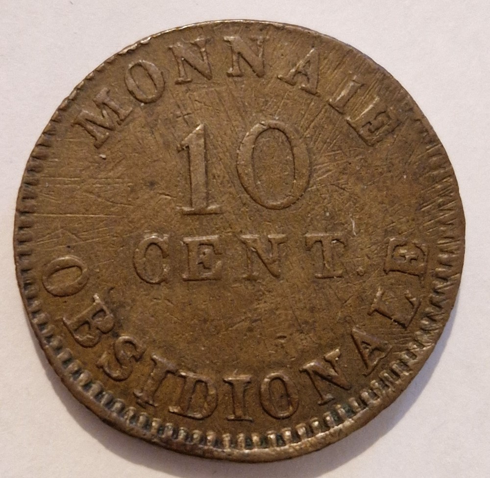 10 centimes Louis XVIII 1814 Siège d'Anvers, monogramme large monnaies 10 centimes louis xviii 1814 siege anvers monogramme large