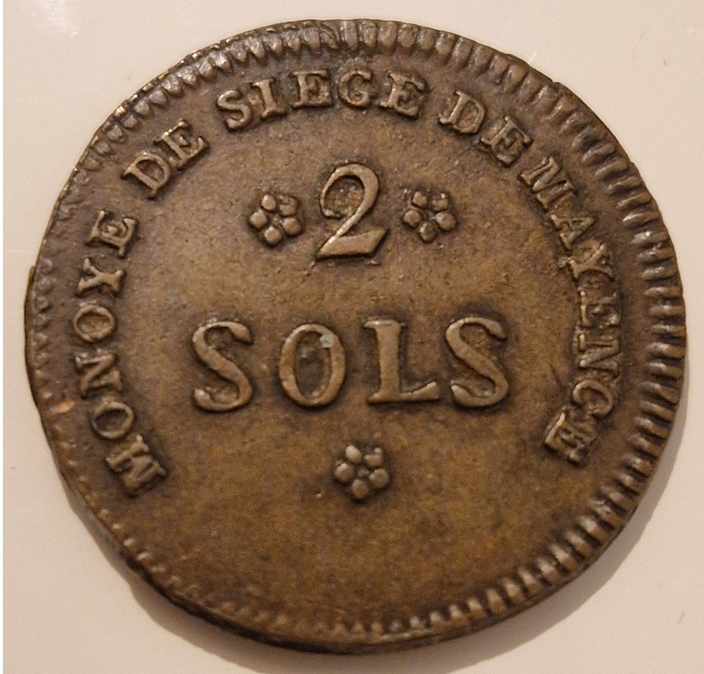 2 sols siège de Mayence 1793 monnaies 2 sols siege de mayence 1793