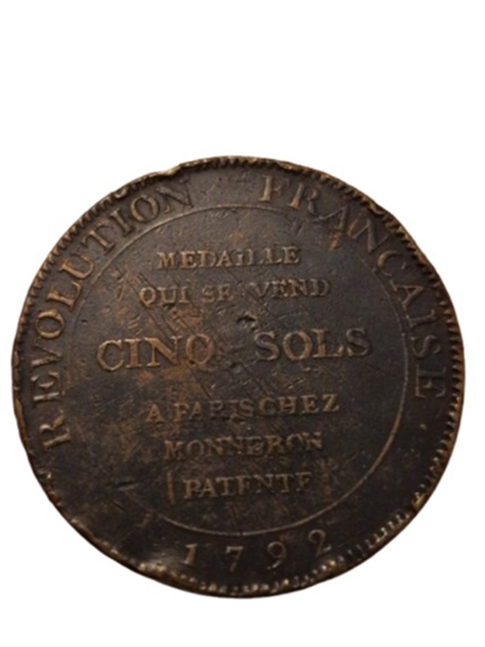 Monneron de cinq sols à l'Hercule 1792 monnaies monneron de cinq sols a hercule 1792