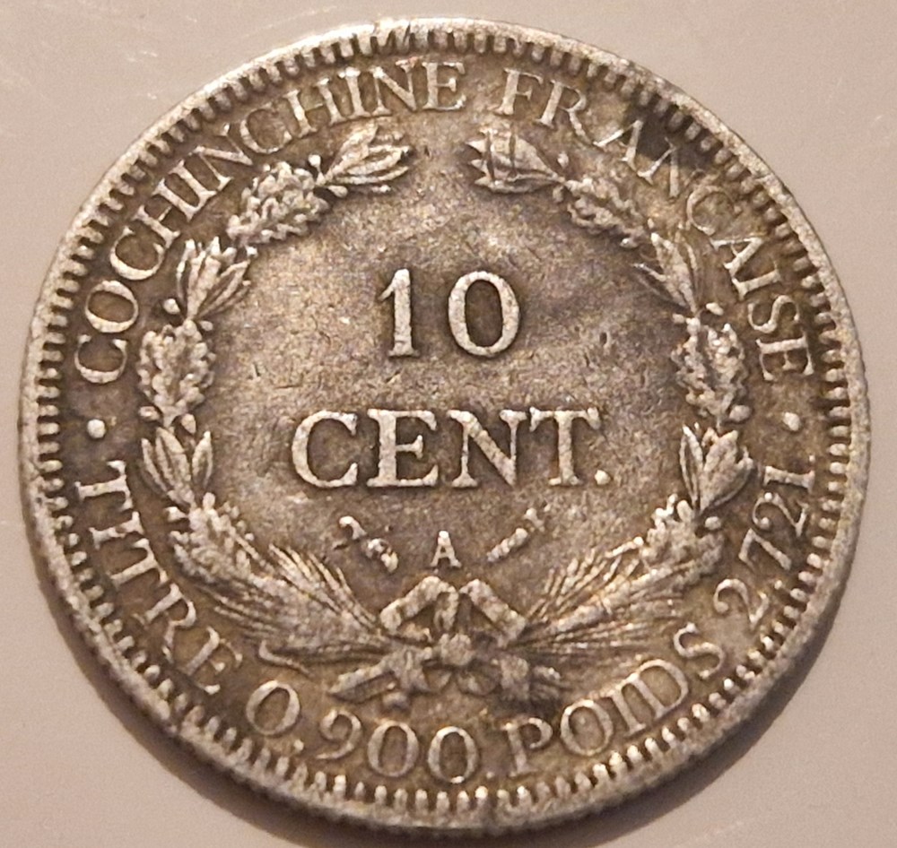 Cochinchine française 10 centièmes 1884 monnaies cochinchine francaise 10 centiemes 1884
