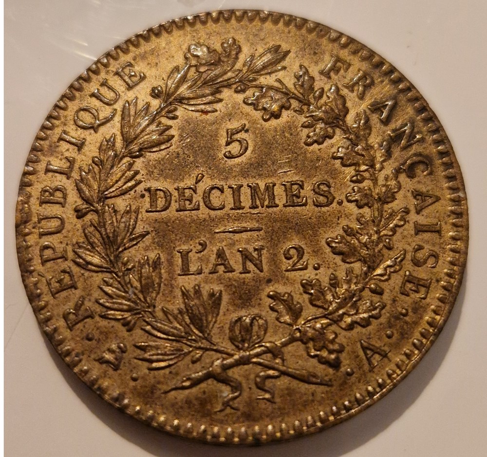 5 décimes à la fontaine d'Isis Régénération française 1793 monnaies 5 decimes a la fontaine isis regeneration francaise 1793