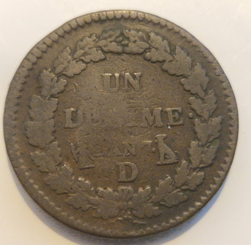 Un décime Dupré Grand module an 7 Lyon contremarque " A bas le drapeau de la misère" monnaies un decime dupre grand module an 7 lyon contremarque a bas le drapeau de la misere