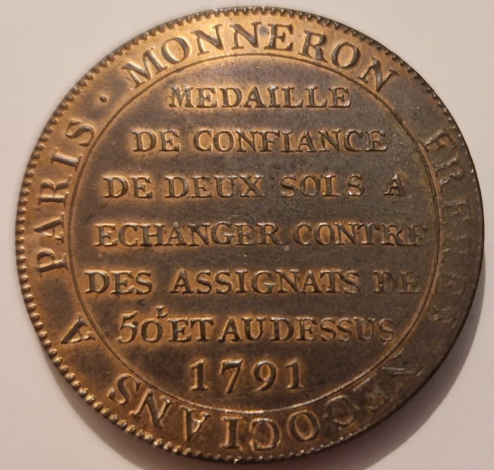 Monneron de deux sols à la Liberté - 1791 monnaies monneron de deux sols a la liberte 1791