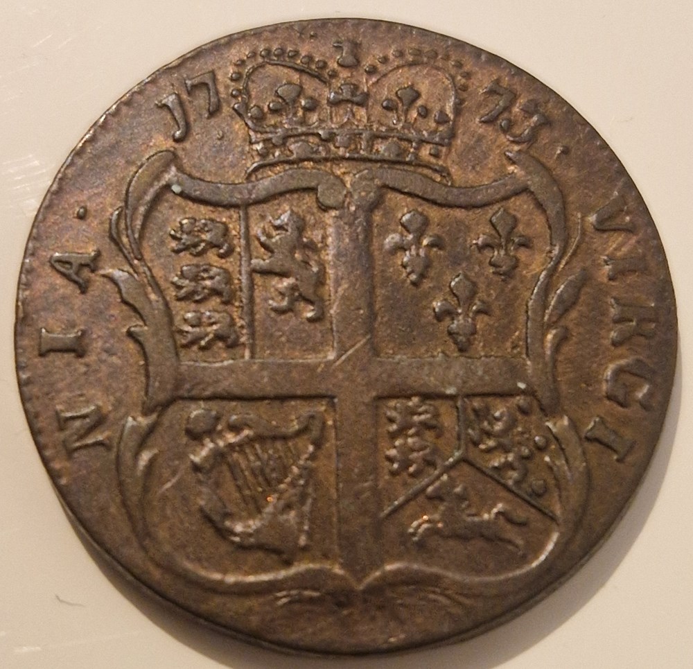 Virginie coloniale Halfpenny 1773 monnaies virginie coloniale halfpenny 1773