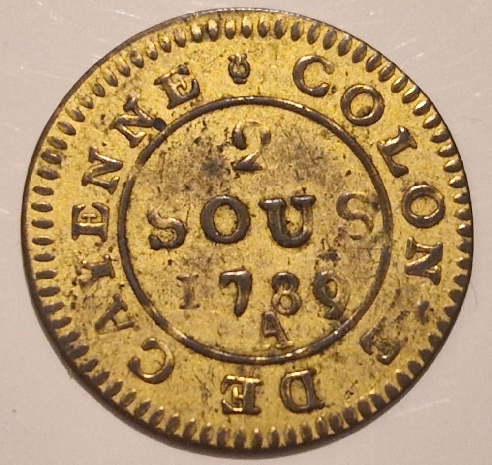 Louis XVI- 2 sous Colonie de Cayenne 1789 monnaies louis xvi 2 sous colonie de cayenne 1789