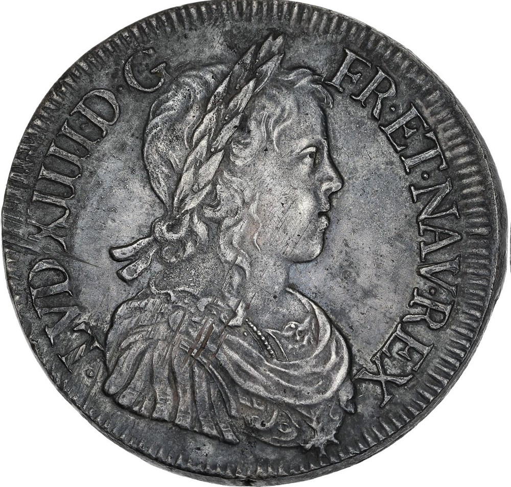 monnaies ecu a la meche longue 1649 bordeaux louis xiv