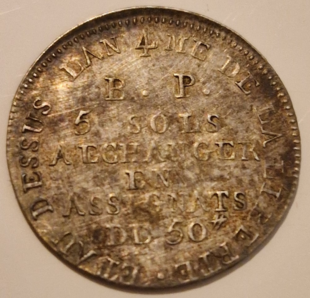 Monnaie de confiance de 5 sols - Lefèvre Lesage et Cie 1792 monnaies monnaie de confiance de 5 sols lefevre lesage et cie 1792