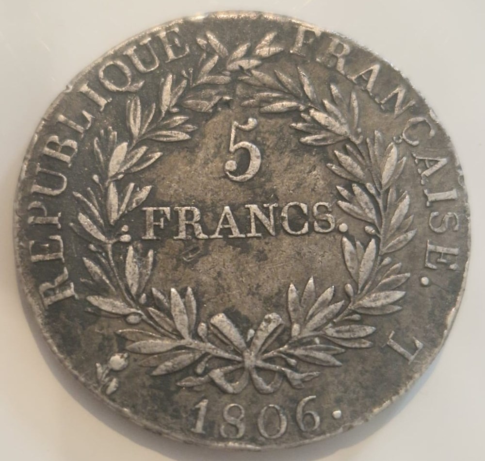 monnaies 5 francs napoleon empereur calendrier gregorien 1806 bayonne