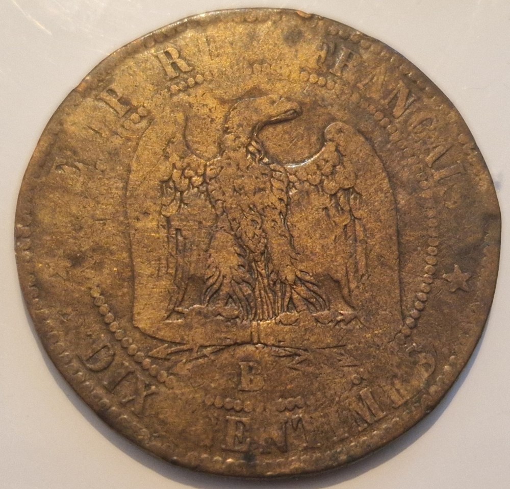 Napoléon III- 10 centimes Tête nue 1856 Rouen "Vive Boulanger RF" monnaies napoleon iii 10 centimes tete nue 1856 rouen vive boulanger rf