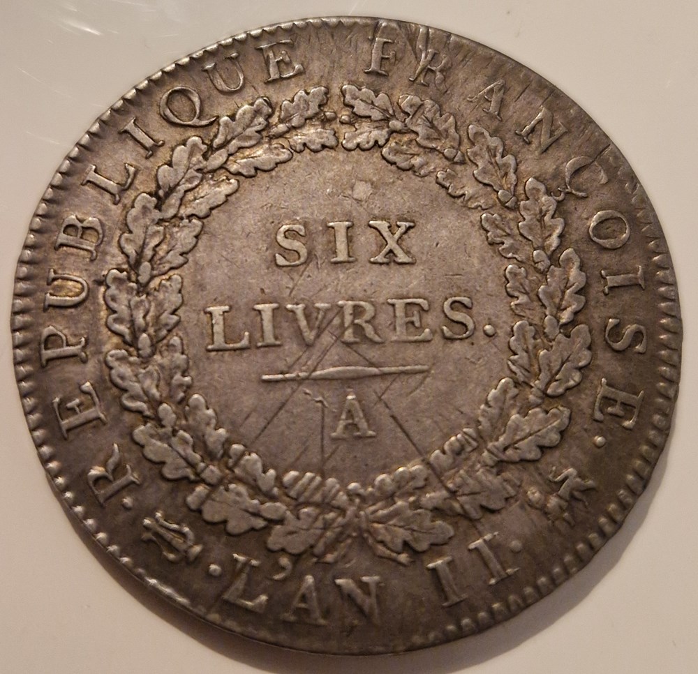 Ecu de 6 livres au Génie daté 1793 type République Françoise Paris monnaies ecu de 6 livres au genie date 1793 type republique francoise paris