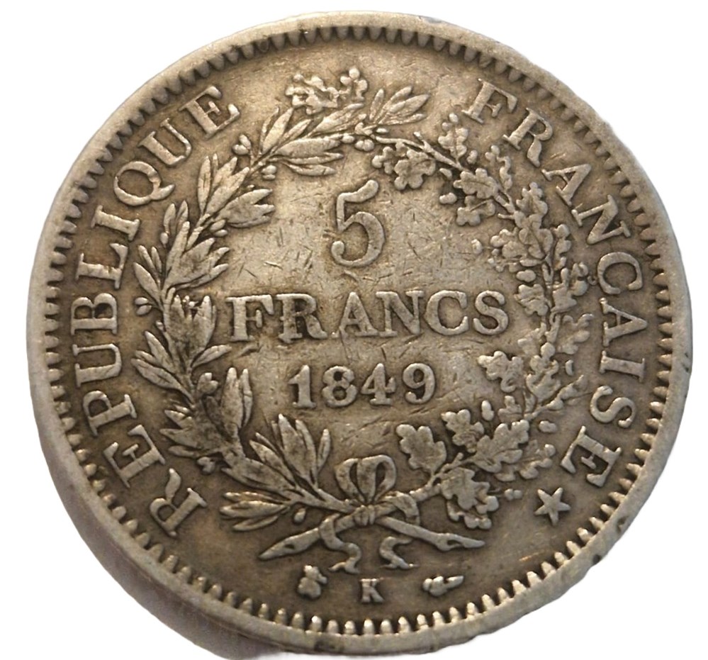5 francs Cérès IIe République 1849 Bordeaux monnaies 5 francs ceres iie republique 1849 bordeaux