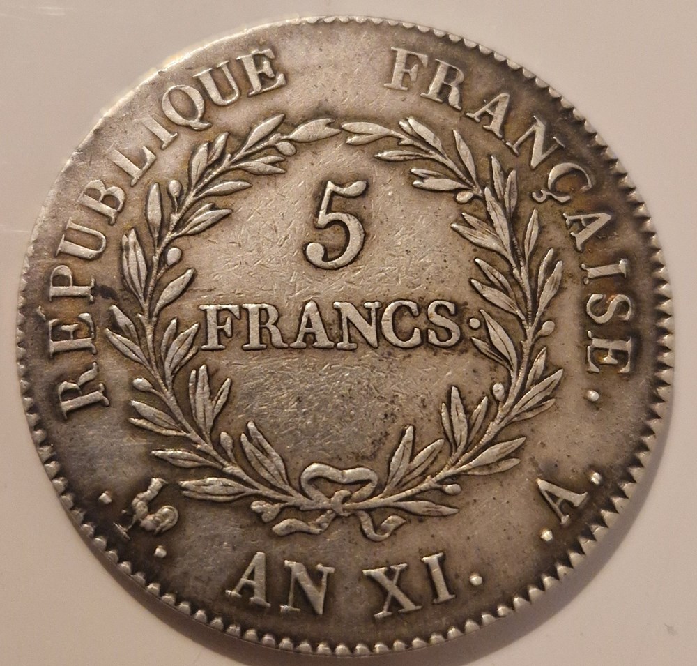 5 francs Bonaparte premier consul an XI Paris monnaies 5 francs bonaparte premier consul an xi paris