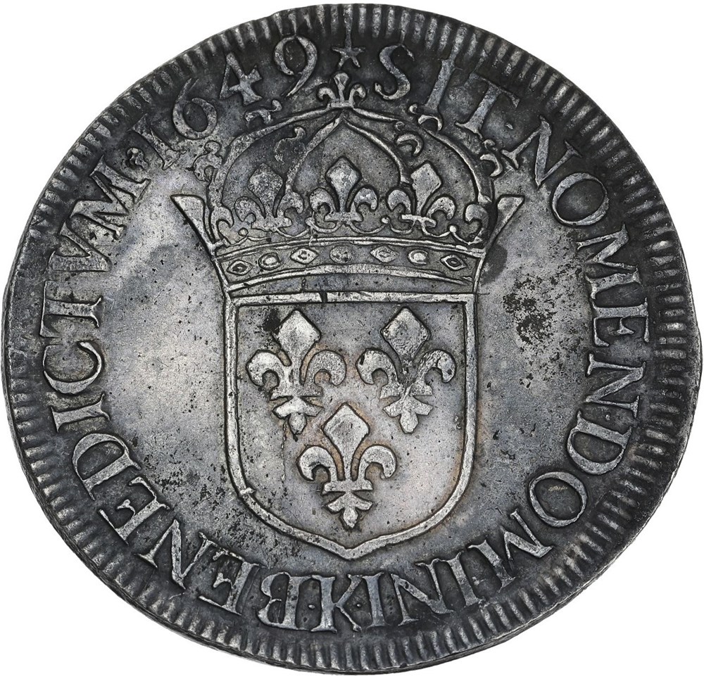 monnaies ecu a la meche longue 1649 bordeaux louis xiv
