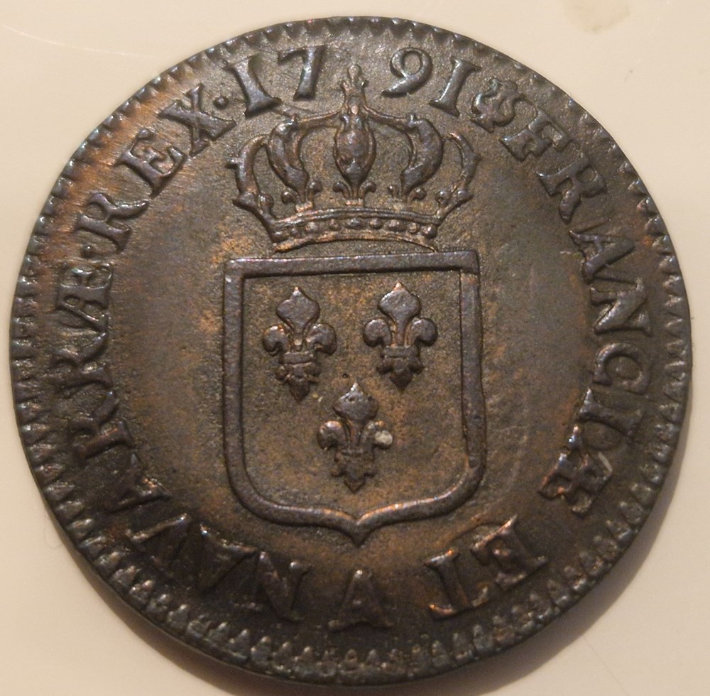 Sol - Louis XVI 1791 Paris 2 ème semestre héron monnaies sol louis xvi 1791 paris 2 eme semestre heron