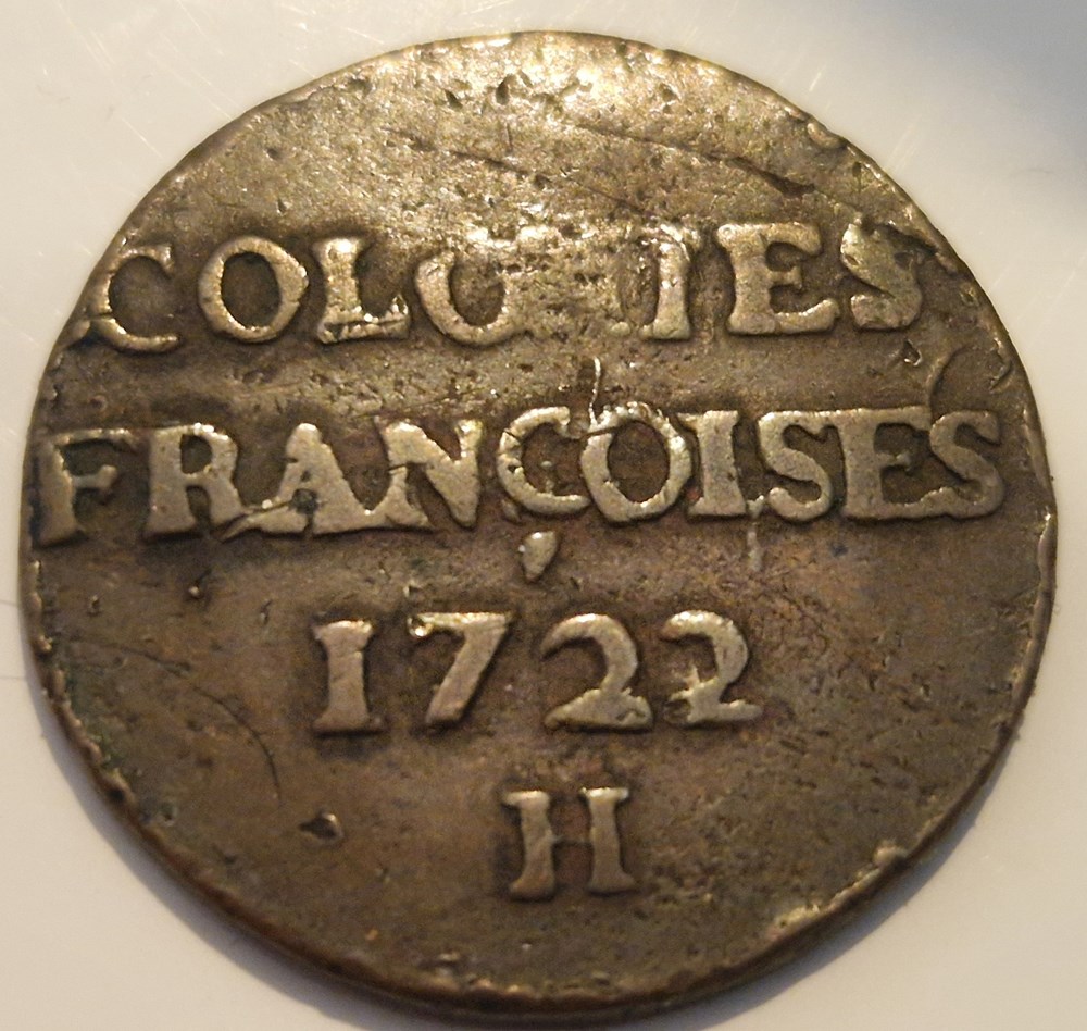 Louis XV- 9 deniers 1722/1 colonies américaines- atelier la Rochelle monnaies louis xv 9 deniers 1722 1 colonies americaines atelier la rochelle