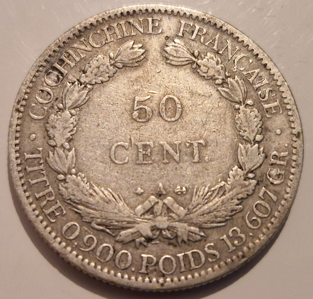 monnaies cochinchine francaise 50 centiemes 1879