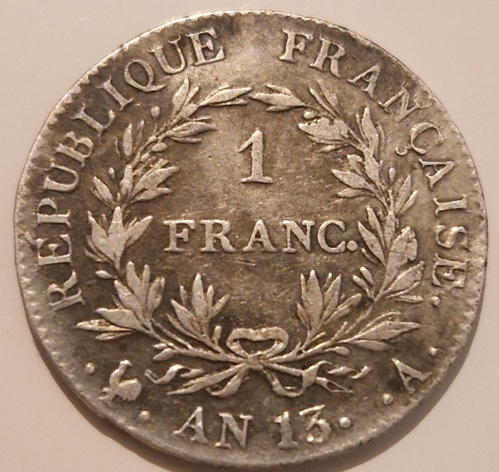 1 franc Napoléon Empereur Tête nue, calendrier révolutionnaire an 13 (1804) Paris monnaies 1 franc napoleon empereur tete nue calendrier revolutionnaire an 13 1804 paris