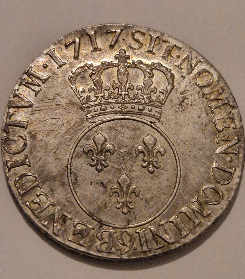 Ecu vertugadin Louis XV 1717 Rennes flan neuf monnaies ecu vertugadin louis xv 1717 rennes flan neuf