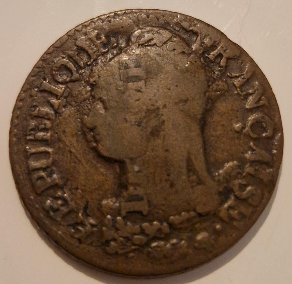 5 centimes Dupré Refrappage du décime, grand module an 5 paris monnaies 5 centimes dupre refrappage du decime grand module an 5 paris
