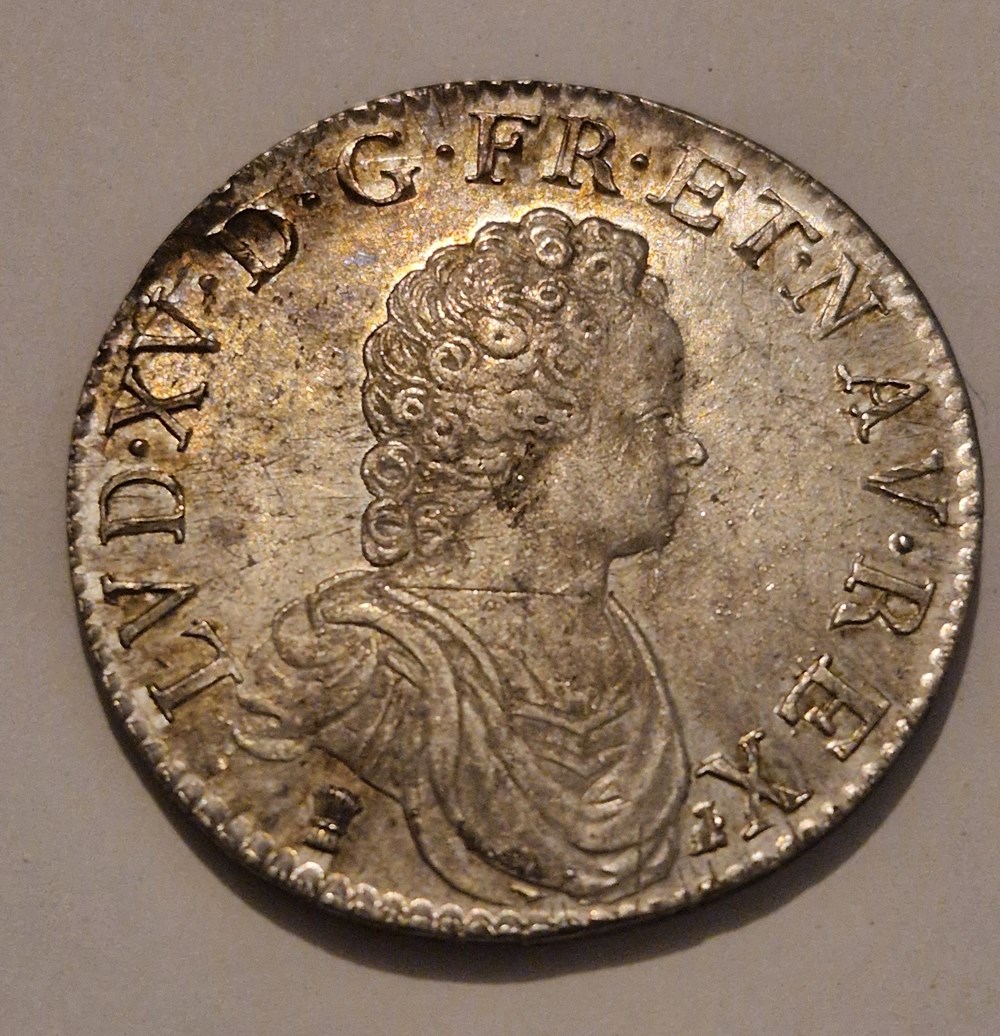 Ecu vertugadin Louis XV 1717 Rennes flan neuf monnaies ecu vertugadin louis xv 1717 rennes flan neuf