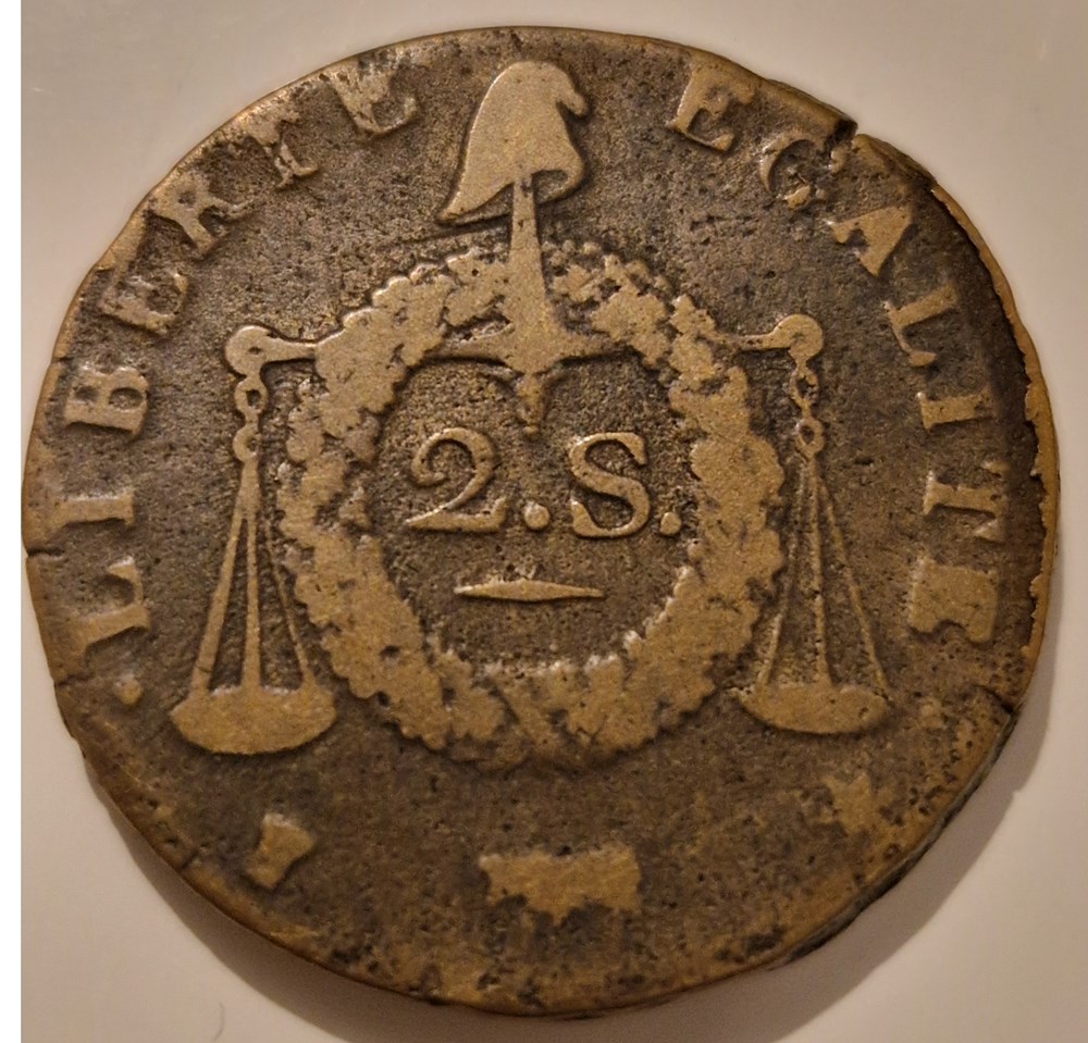 2 sols aux balances non daté, 1794 Pau monnaies 2 sols aux balances non date 1794 pau