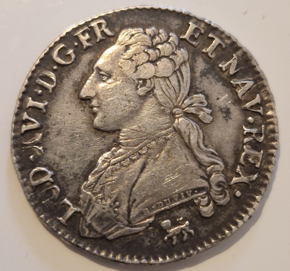 ½ écu aux rameaux d'olivier - Louis XVI 1791 Paris second semestre Léopard monnaies ecu aux rameaux olivier louis xvi 1791 paris second semestre leopard