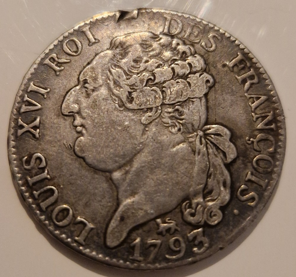 ½ écu constitutionnel - Louis XVI 1793 Paris monnaies ecu constitutionnel louis xvi 1793 paris