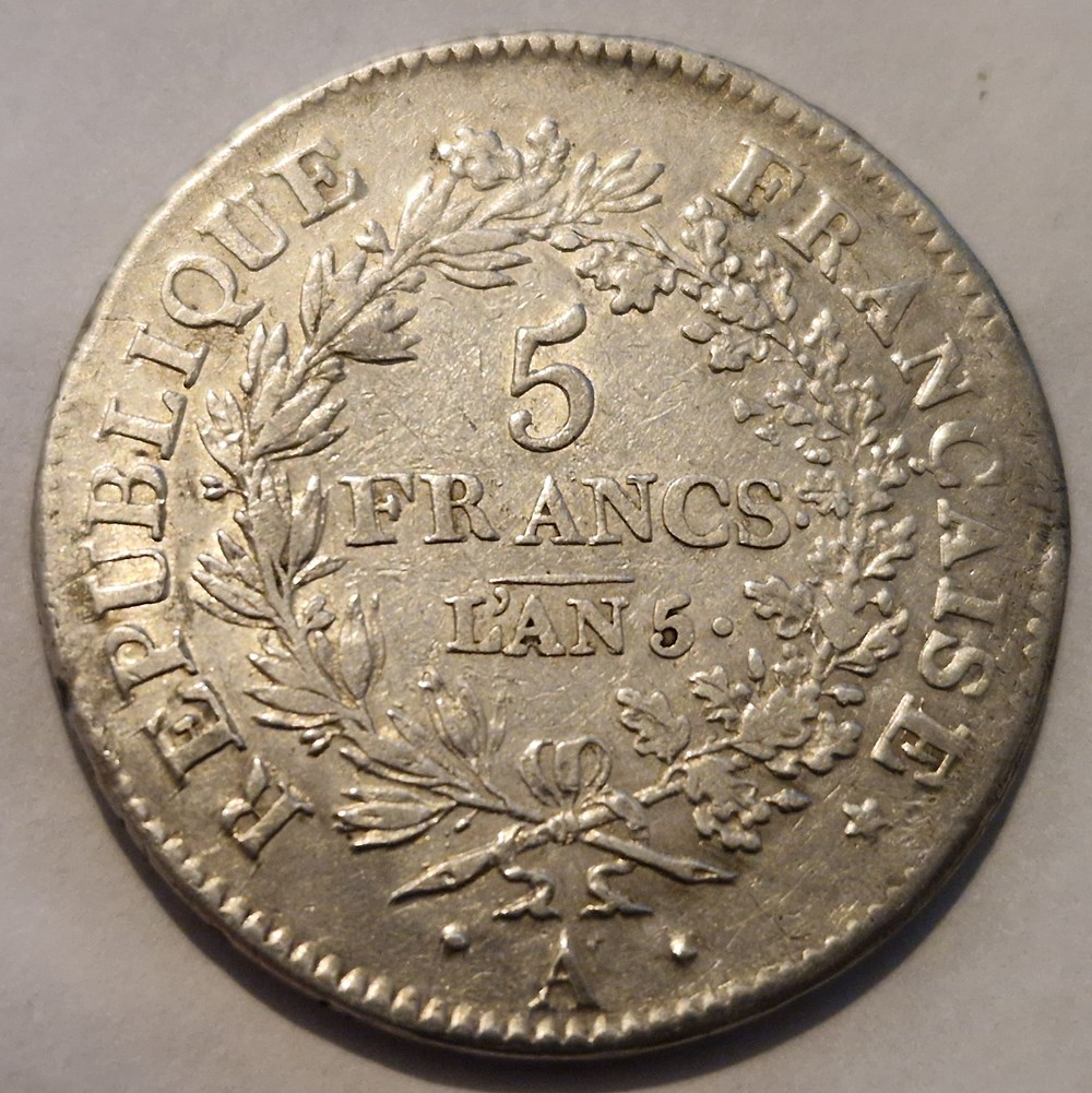 5 francs an 5 Paris Union serré monnaies 5 francs an 5 paris union serre